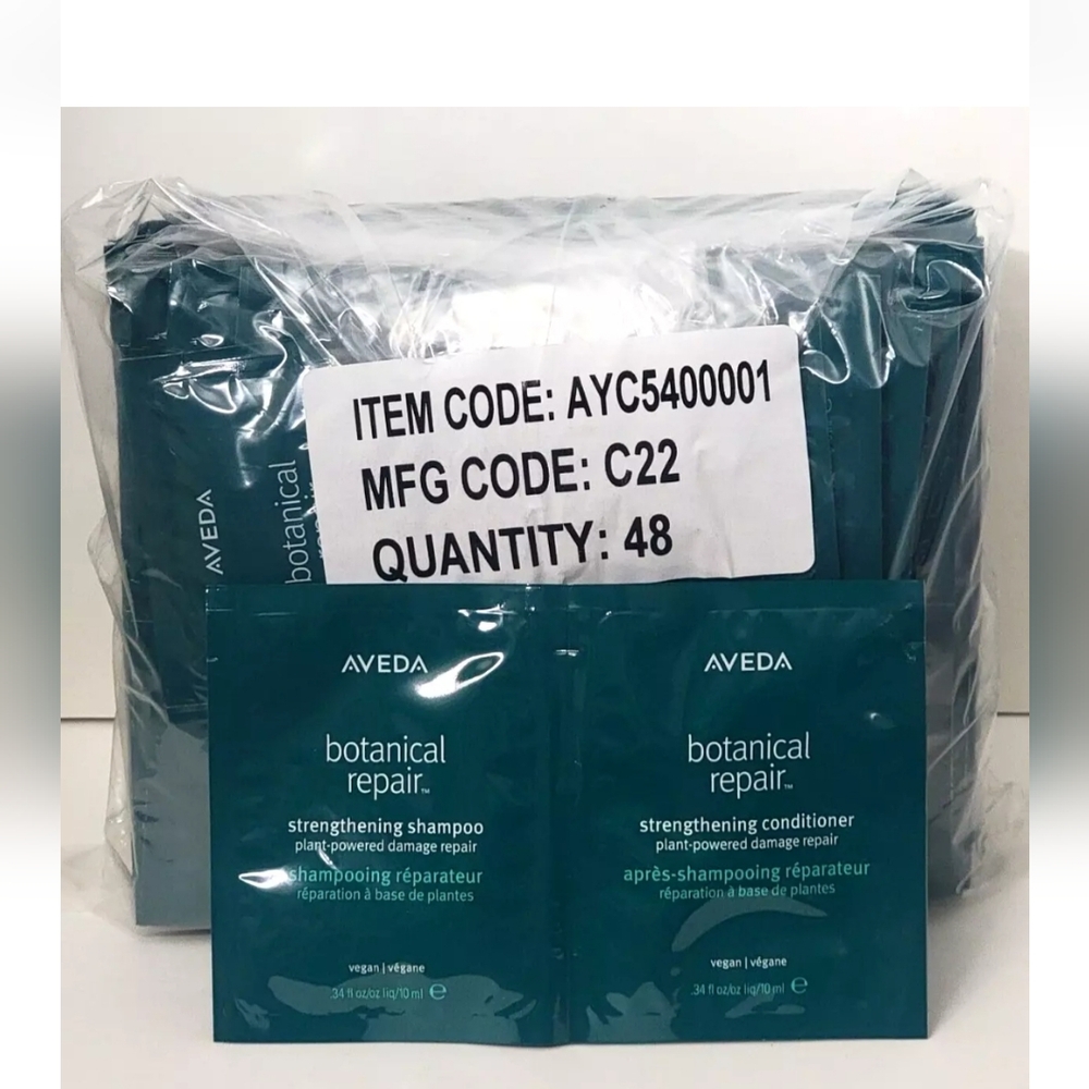 48 duo packets Aveda Botanical Repair Strengthening Shampoo & Conditione…